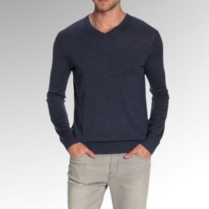 THEORY Riland Dark Blue V-Neck Wool Sweater Size XL NEW